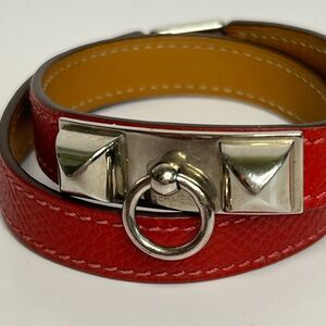 Hermes Rivale Double Tour Bracelet in Red